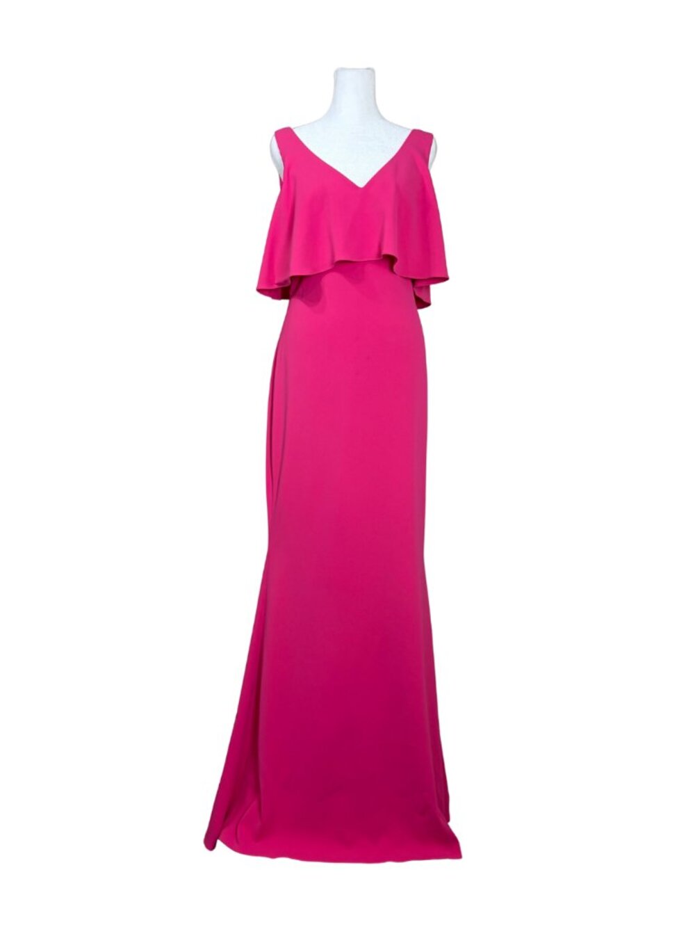 Badgley Mischka Raspberry Popover Evening Gown